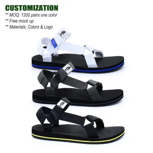 China Factory Custom Logo New Model Design Men’s Beach Webbing Outdoor EVA Slipper Sandals for Men