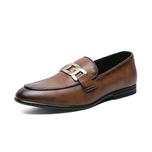 China Factory Direct Handmade British Style Retro Elegant Wedding Men’s Brown Leather Formal Shoes