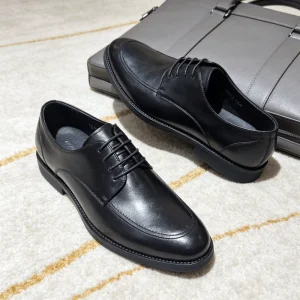 Classic Black Men’s Derby Shoes Genuine Leather Formal Business Lace Up Office Shoes Wedding Shoes Autumn
