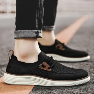 Classic Casual Men’s Sneakers Slip On Loafer Shoes Breathable Shock Resistant Lightweight Running Walking Style Shoes