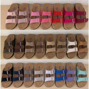 Classic Double strap Cork Latex Insole Sandals Made of Suede Unisex Soft and Comfortable Slippers