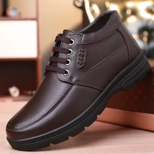 Classic Genuine Leather Men’s Office Formal Loafers Lace-Up Closed Toe Autumn Shoes