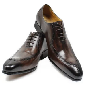 Classic Italian Design Leather Men Shoes Office Business Wedding Dress Shoes Lace up Buckle Strap Oxford Shoes for Men