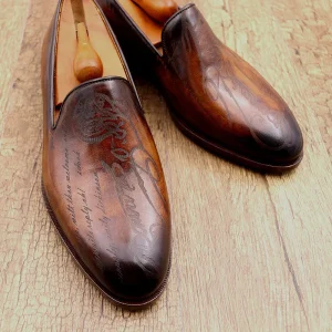 Classic Italian Goodyear Welted Office Shoes Handmade Bespoke Men’s Penny Loafer Shoes Genuine Leather