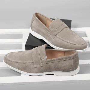 Classic Light-Weight Loafers Cow Suede Slip-On Shoes Anti-Slip Rubber Sole Loafers Men Walking Style Casual Shoes