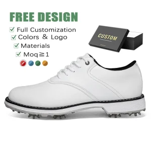Classic Men’s Golf Shoes Breathable Leather Waterproof