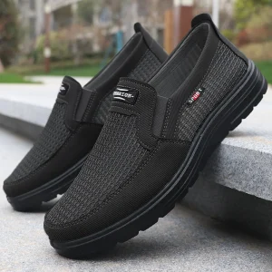 Classic Men’s Loafers Breathable Canvas Retro Driving Shoes Slip on Walking Shoes for Men