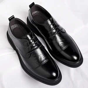 Classic Men’s Oxford Dress Shoes Formal Lace Up Business Leather Shoes for Office Wedding Black Brown