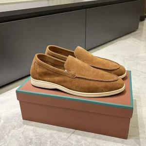 Classic Men’s Round toe Suede Loafers Old Money Style Business Casual Shoes Comfortable Flat soled One foot Rubber Outsole