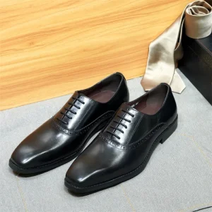 Classic Office Dress Shoe for Men Wear Dress Lace Up Solid Oxford Handmade Custom Fashion Genuine Cow Leather Shoes