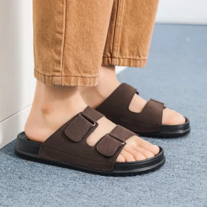 Classic Open Toe Adjustable Lightweight Durable Sandals Anti-slip Breathe Red Brown Flat Unisex Adult Outdoor Indoor Walk Sandal