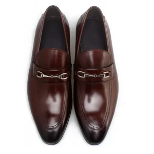 Coffee Color Metal Buckle Loafers Men’s Genuine Leather Loafers for Daily Use