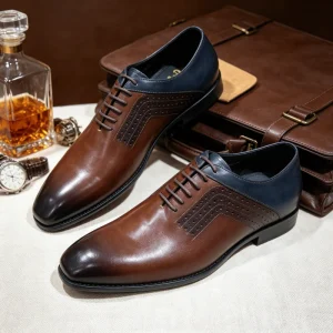 Comfortable Breathable Leather Shoes Men Lightweight Sole Formal Oxfords Non slip Dress Shoes for Wedding Gala