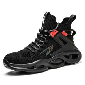 Construction Flying Knit Anti-Smashing Steel Toe Stab-Resistant Midsole Safety Shoes Boots with Soft PU Bottom Sole
