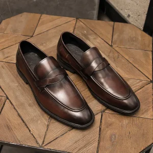 Cowhide 38-48 EVA Rubber Black Oxford Business Formal Lightweight Embroidered Men’s Leather Dress Shoes