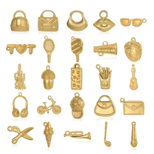 Creative Stainless Steel Charms Lifestyle Elements Microphones Bags Sports DIY Necklaces Earrings Ornaments