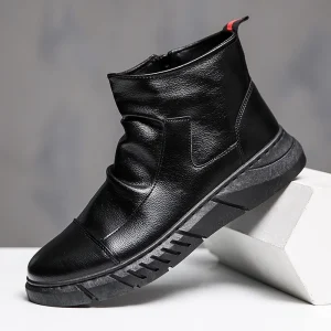 Cross-Border Exclusive Men’s Trendy Martin Boots Casual Sports Ultra-Fiber Leather Upper Plus Size New Non-Slip Rubber Sole