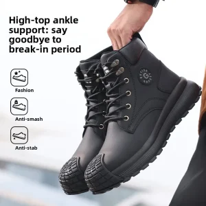 Cross-Border Men’s Safety Shoes Anti-Smash Puncture-Proof Slip-Resistant Steel-Toed Waterproof Microfiber Safety Shoes