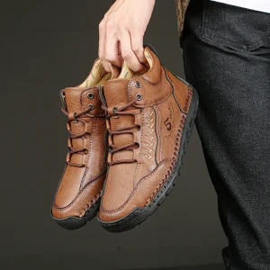Cross Border Super Fiber Leather Upper Men’s Casual Sports Walking Style Shoes Large Size with Cashmere Inner Soft Comfortable