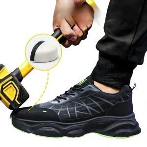 Cross border Breathable Men’s Safety Shoes for Mesh Upper Crush resistant Puncture proof Plastic toe Cap Comfortable Soft