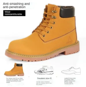 Cross border High top Labor protection Shoes Men’s Anti smashing Anti puncture Safety Shoes Non slip Wear resistant Work Shoes