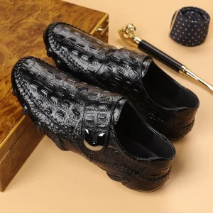 Cross-border Men’s Genuine Leather Shoes Autumn New Cowhide Trendy Solid Color Velcro Closure Ethnic Style Casual Rubber