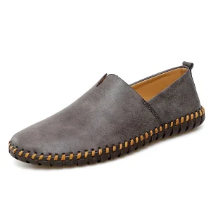 Cross-border Men’s Slip-On Loafers Driving Moccasins Spring/Summer Casual Handmade Large-Size Shoes Rubber Outsole Solid Color