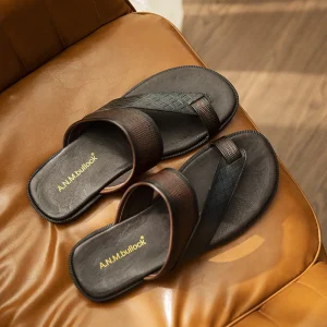 Cross-border Men’s Summer Beach Shoes Fashionable Casual Sandals Breathable Non-slip Cowhide Upper Open-toed
