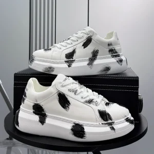 Cross border & Retail Hot Men’s Skate Shoes Thick Sole Height Increasing White Sneakers Trendy Niche Casual Footwear
