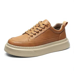 Cross border Small White Men’s Autumn New Fashion Retro Sports Leisure Lightweight Platform Lace-Up Second-layer Cowhide Shoes