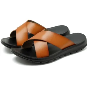 Cross border Summer Men’s Slip on Solid Large size Waterproof Slide Sandals Outdoor Beach Shoes
