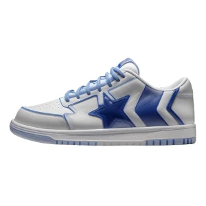 Custom Blue Men’s Retro Winter Basketball Shoes Low Cut Leather Sneakers Lace Up Patent Leather Upper Anti Slip