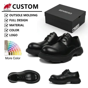 Custom Bulk Professional Genuine Leather Thick Sole Chunky Platform Black Men’s Designer Casual Formal Derby Shoes