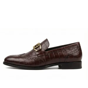Custom Classic Gold Buckle Exotic Alligator Print Leather Upper Slip on Horsebit Loafers Men Dress Shoes