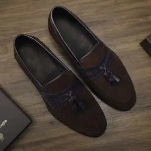 Custom Dark Brown Men’s Blake Party Shoes Flat Waterproof Lightweight for Autumn Season