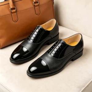 Custom Design Men’s Patent Leather Oxford Shoes Lightweight Formal Shoes High Flexibility Patent Leather