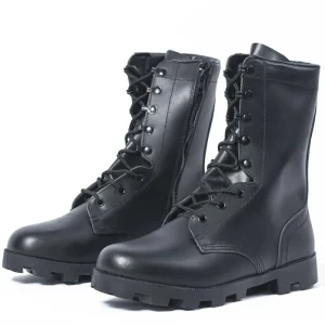 Custom High Quality Full Grain Tactical Boot with Side Zipper Men Fashion Black Leather Boots