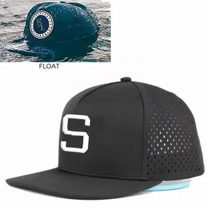 Custom Hydro Men’s 5 Panel Golf Snapback Caps Waterproof Performance Laser Cut Hole Perforated Water Resistant Quick Dry for Men