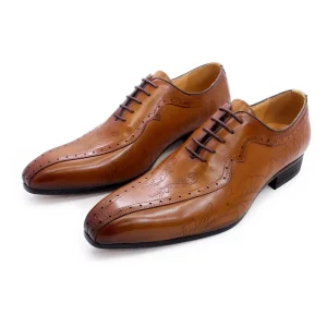 Custom Italian Style Men’s High Quality Genuine Leather Lace-Up Oxford Dress Shoes Summer Formal Wedding Party Suit Shoes