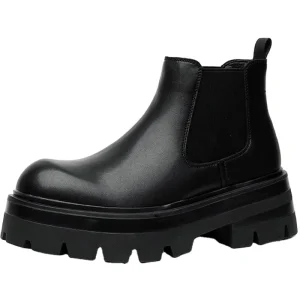 Custom Logo Genuine Leather Fashion Men Chelsea Boots Chunky Platform Boots