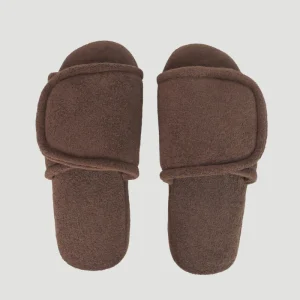 Custom Logo Men’s Open Toe Plush Soft Memory Foam Terry Cloth Cotton Towel Indoor Home Slides Slippers for Men