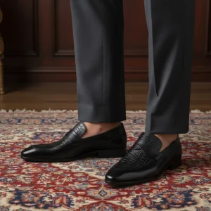 Custom Logo OEM Service Men’s Elegant Designer Loafers Handmade Leather Slip-On Pointed Comfortable Support