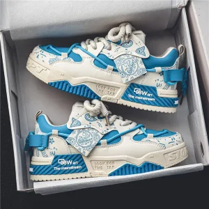Custom Logo Outdoor Fashion Graffiti Pu Leather Casual Sport Shoes Men’s Skate Board Leisure Sneakers for Men Running Sports