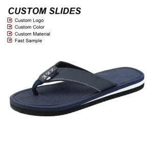 Custom Logo Summer Men’s Indoor and Outdoor Non slip Slippers Striped Color Matching Beach Leisure Flip flops