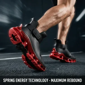 Custom Men High Top Athletic Shoes PU Leather Upper Rubber Outsole Anti Slip Hook Loop Closure For Outdoor Training