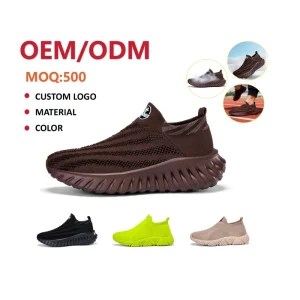 Custom Men Sporty Casual Running Shoes Breathable Mesh Upper Shock Resistant OEM ODM Lightweight Slip-On