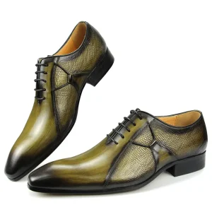 Custom Men’s British Style Oxford Shoes Handmade Leather Pointed Toe Breathable Comfortable for Wedding Social Office Use
