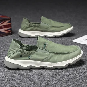 Custom Men’s Cloth Shoes Slip-on Loafers Ice Silk Canvas Shoes Breathable Adult Male Skateboard Shoes Slow Walking Running