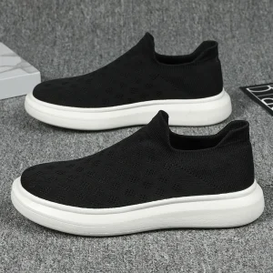 Custom Men’s Comfortable Mesh Walking Shoes Lightweight Casual Knit Sock Loafer Sneakers Court Style Slip On Sneakers