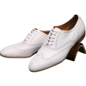 Custom Men’s Dress Shoes Oxfords Black and White Custom Logo